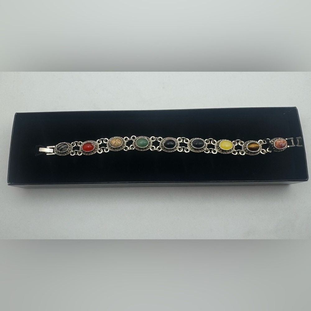 Antique Bracelet with Genuine Multicolor Stones